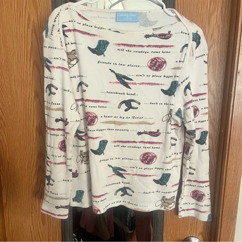 Country Tease Patterned Long Sleeve Top